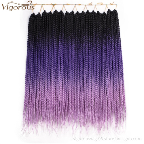 Cheap Price High Quality Rainbow Colored Box Braid Synthetic Crochet Hair Extensions Jumbo False Ombre Braiding Hair